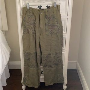 Free people linen army green crop pants